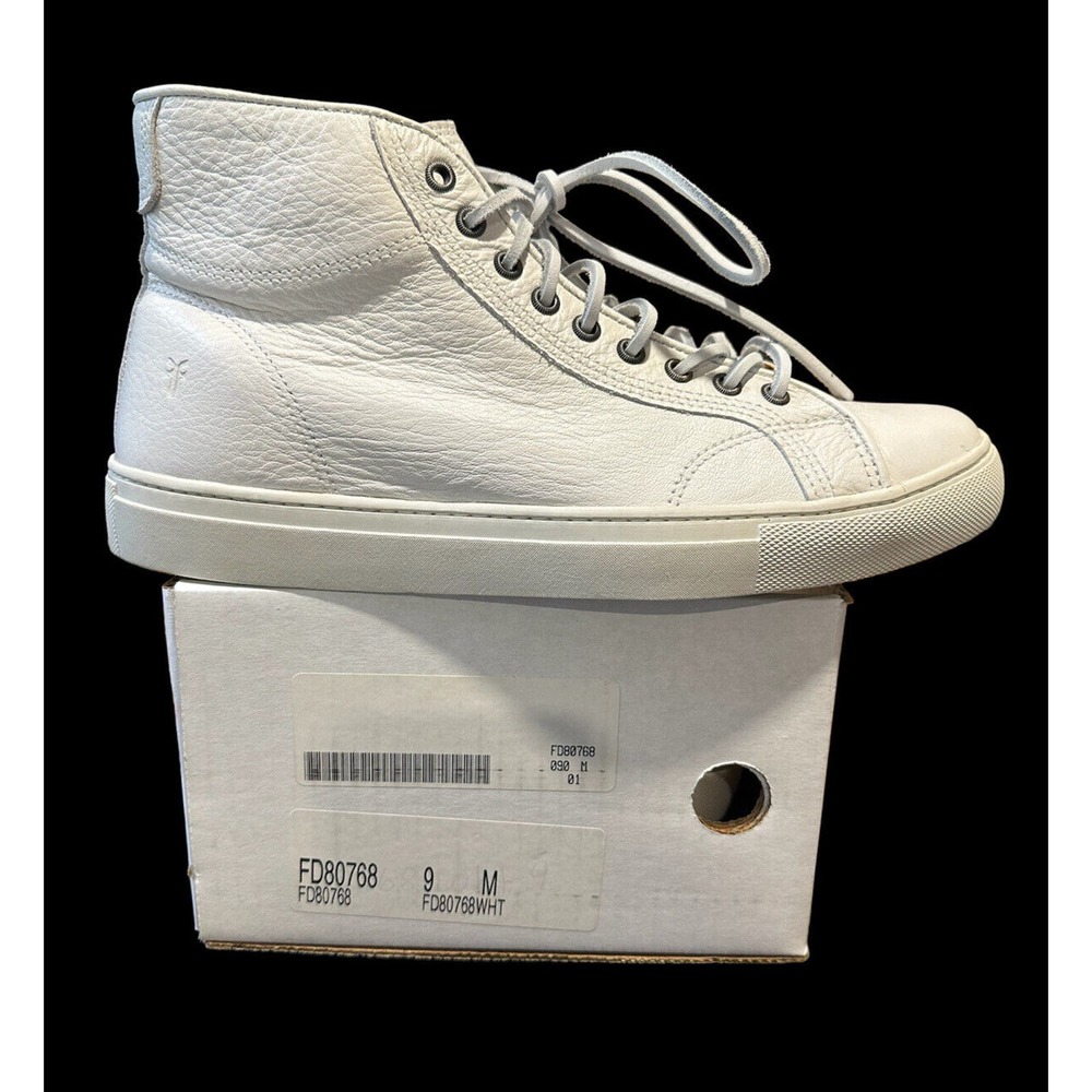 Frye Men's Walker Mid Lace White Leather Sneaker Size 9M Made in USA - Picture 7 of 7